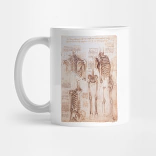 Human Anatomy Skeletons by Leonardo da Vinci Mug